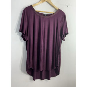 Womans Alfani Short Sleeve Pullover Blouse 3 X Fushia Scoop Neck